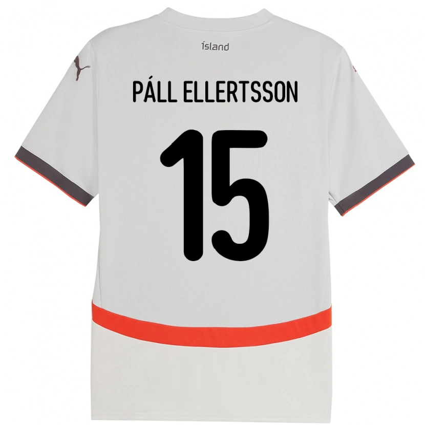 Danxen Homme Maillot Islande Markús Páll Ellertsson #15 Blanc Tenues Extérieur 24-26 T-Shirt