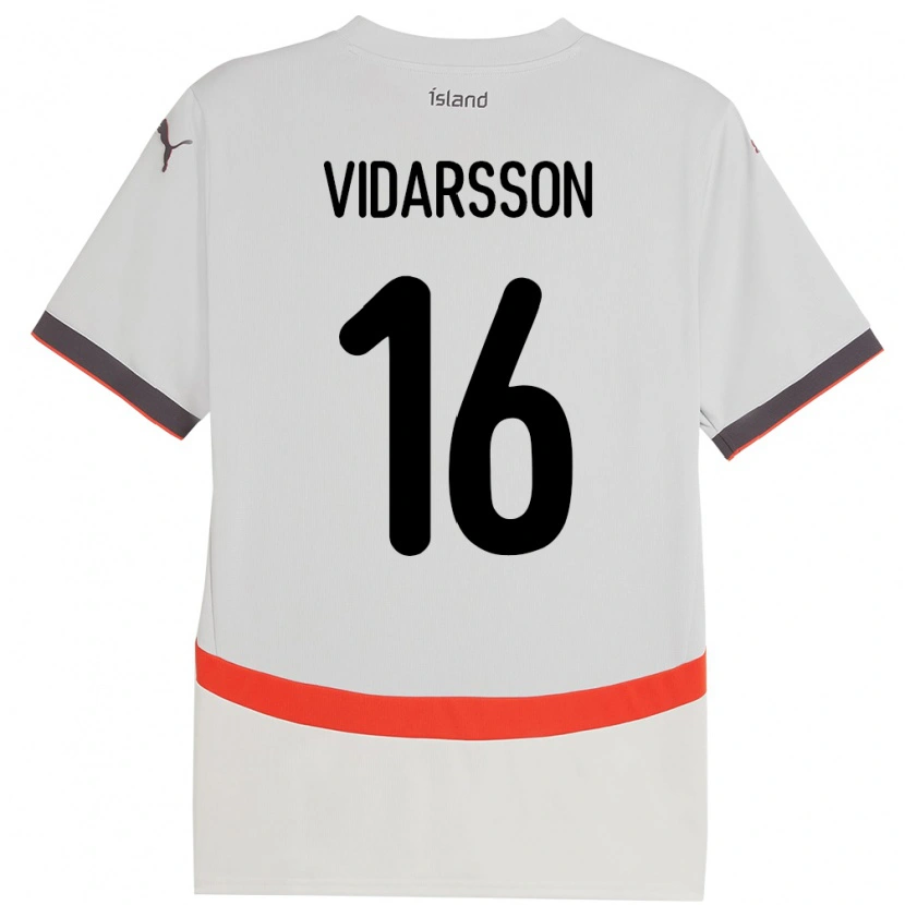 Danxen Homme Maillot Islande Viktor Vidarsson #16 Blanc Tenues Extérieur 24-26 T-Shirt