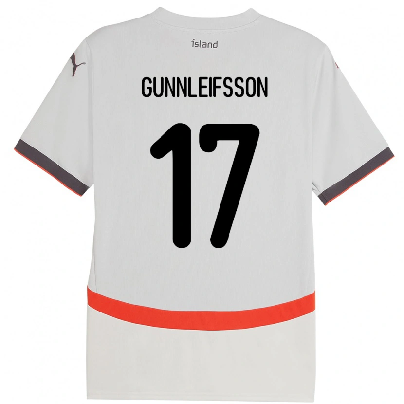 Danxen Homme Maillot Islande Gunnleifur Orri Gunnleifsson #17 Blanc Tenues Extérieur 24-26 T-Shirt