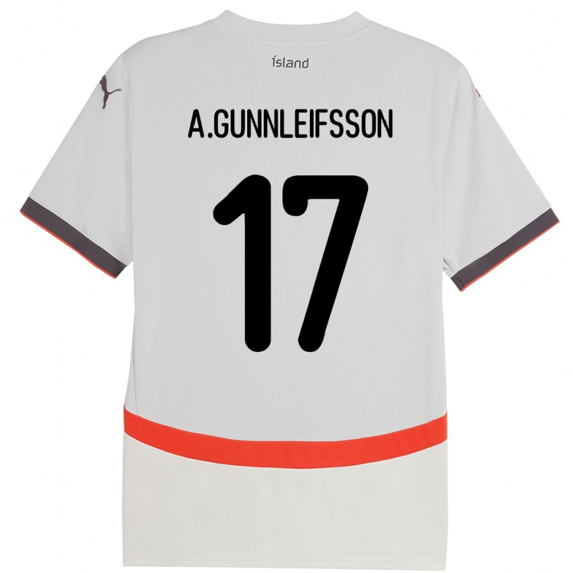 Danxen Homme Maillot Islande Arnar Bjarki Gunnleifsson #17 Blanc Tenues Extérieur 24-26 T-Shirt