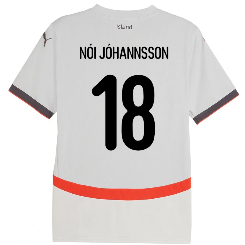 Danxen Homme Maillot Islande Sigurdur Nói Jóhannsson #18 Blanc Tenues Extérieur 24-26 T-Shirt