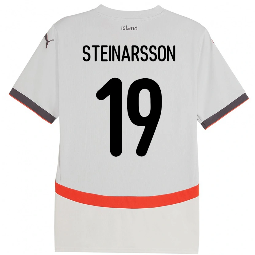 Danxen Homme Maillot Islande Ásgeir Steinn Steinarsson #19 Blanc Tenues Extérieur 24-26 T-Shirt
