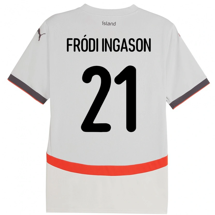 Danxen Homme Maillot Islande Helgi Fródi Ingason #21 Blanc Tenues Extérieur 24-26 T-Shirt