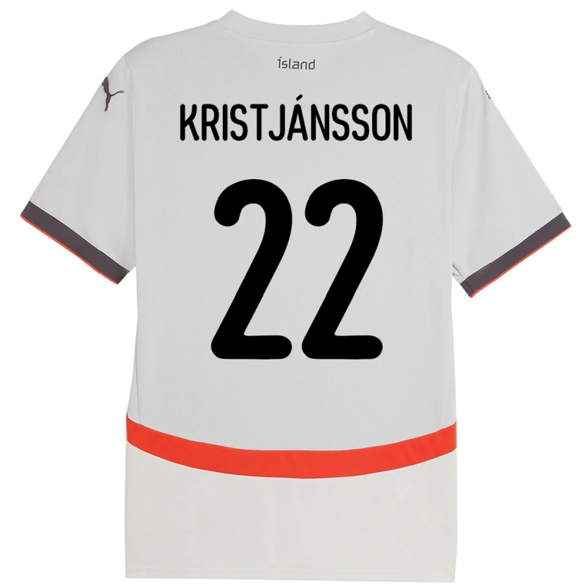 Danxen Homme Maillot Islande Daníel Freyr Kristjánsson #22 Blanc Tenues Extérieur 24-26 T-Shirt