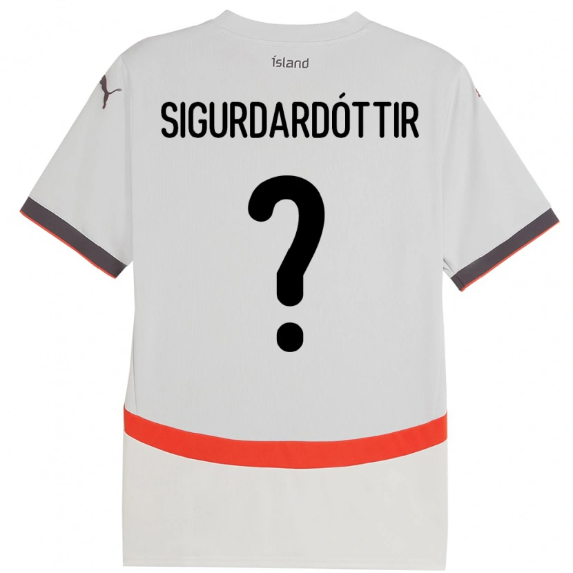 Danxen Homme Maillot Islande Sandra Sigurðardóttir #0 Blanc Tenues Extérieur 24-26 T-Shirt