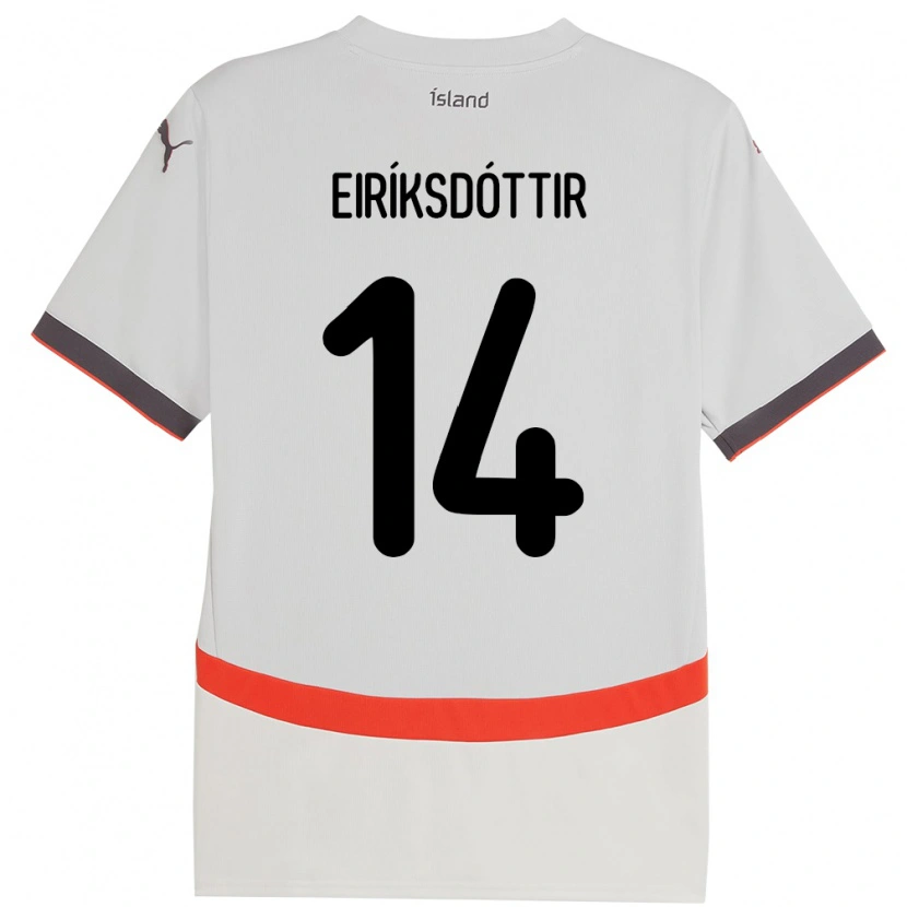 Danxen Homme Maillot Islande Hlín Eiríksdóttir #14 Blanc Tenues Extérieur 24-26 T-Shirt