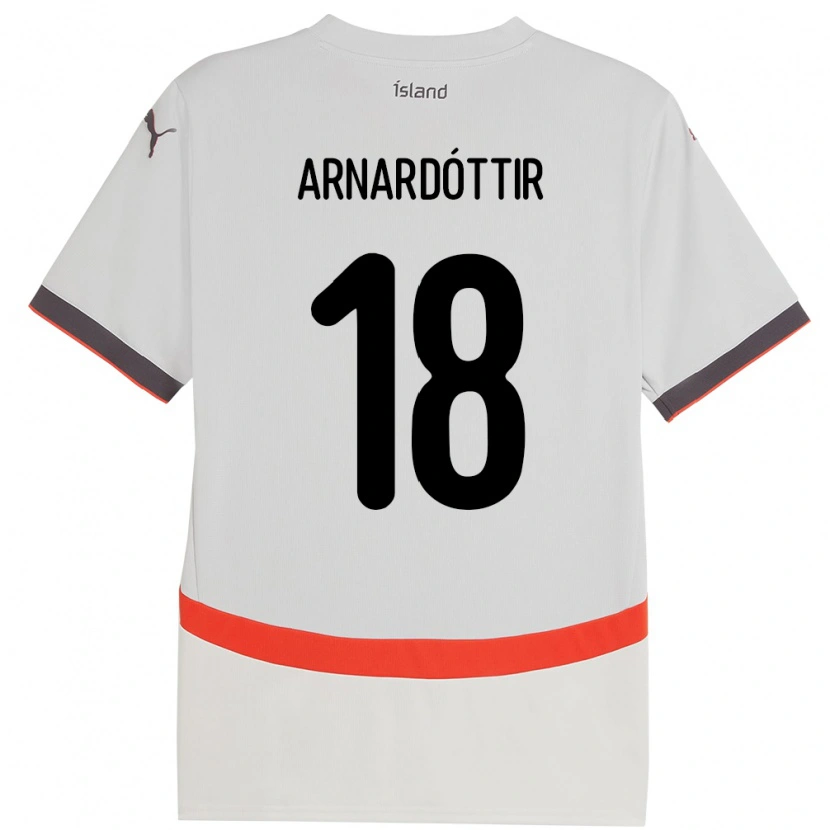 Danxen Homme Maillot Islande Guðrún Arnardóttir #18 Blanc Tenues Extérieur 24-26 T-Shirt