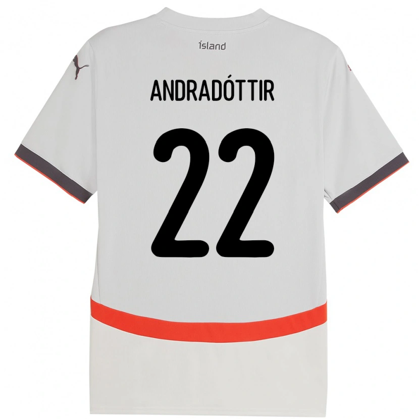 Danxen Homme Maillot Islande Amanda Andradóttir #22 Blanc Tenues Extérieur 24-26 T-Shirt