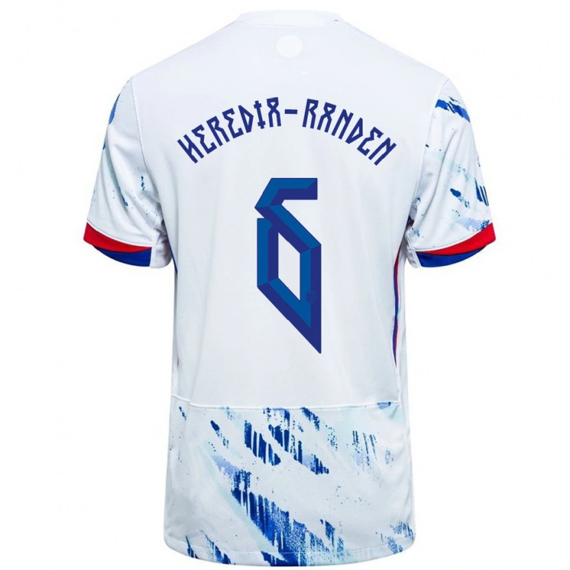 Danxen Homme Maillot Norvège Andreas Heredia-Randen #6 Blanc Bleu Tenues Extérieur 24-26 T-Shirt