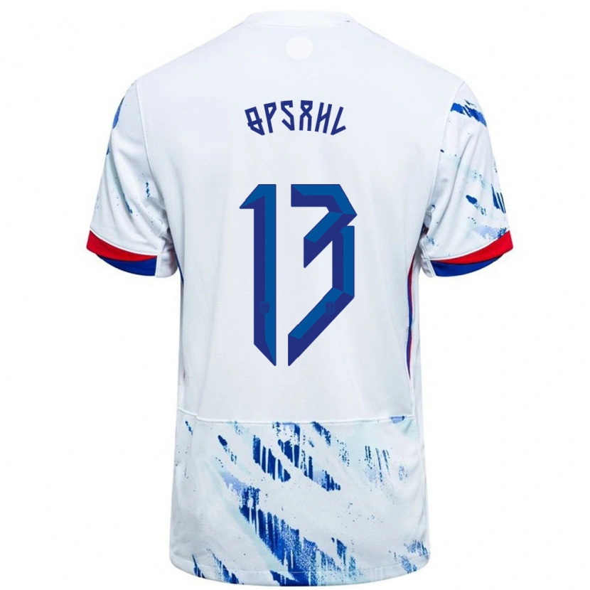 Danxen Homme Maillot Norvège Herman Opsahl #13 Blanc Bleu Tenues Extérieur 24-26 T-Shirt