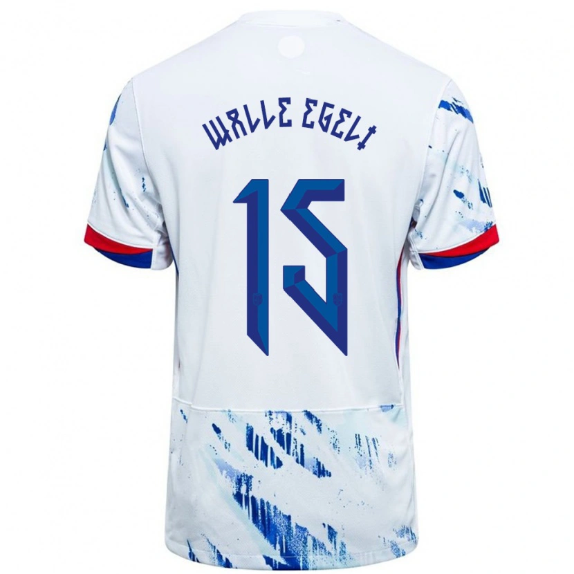 Danxen Homme Maillot Norvège Sindre Walle Egeli #15 Blanc Bleu Tenues Extérieur 24-26 T-Shirt