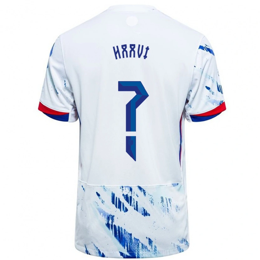 Danxen Homme Maillot Norvège Emilie Haavi #0 Blanc Bleu Tenues Extérieur 24-26 T-Shirt