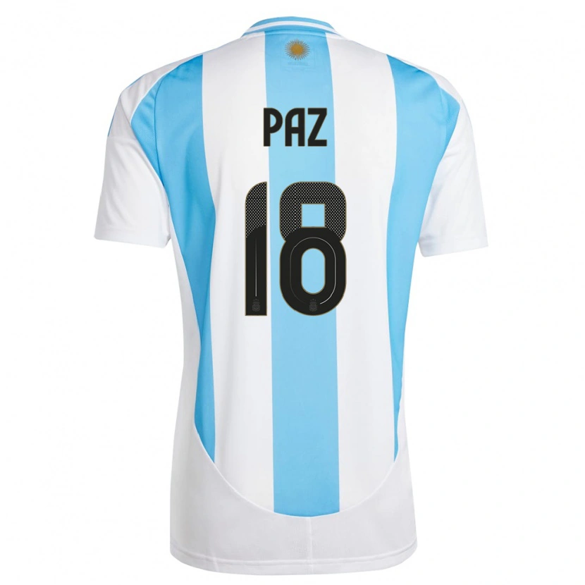Danxen Femme Maillot Argentine Nico Paz #18 Blanc Bleu Tenues Domicile 24-26 T-Shirt