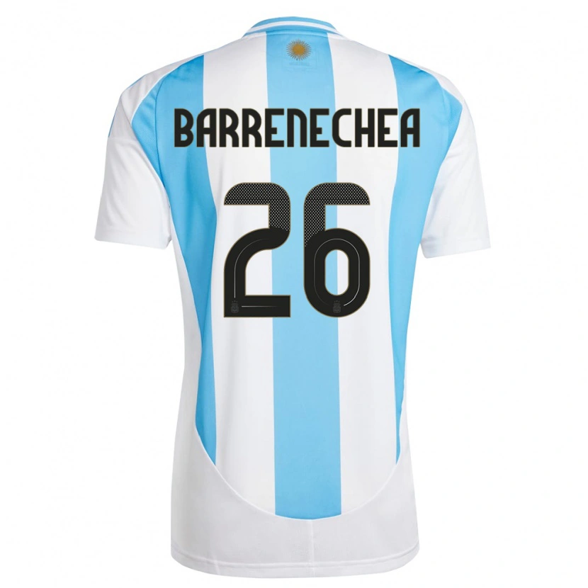 Danxen Femme Maillot Argentine Enzo Barrenechea #26 Blanc Bleu Tenues Domicile 24-26 T-Shirt