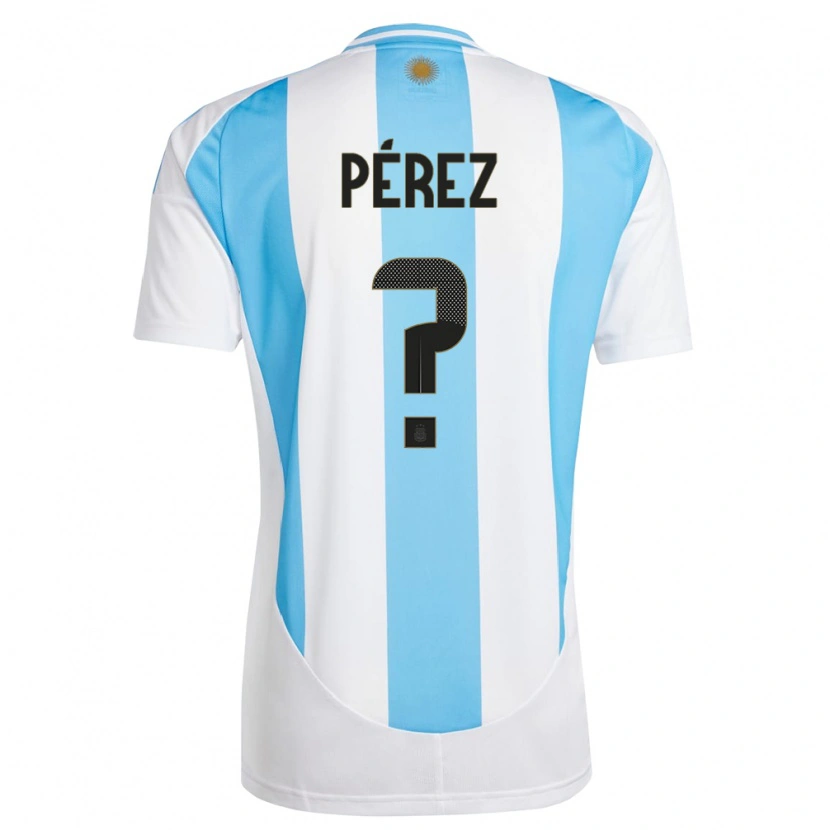 Danxen Femme Maillot Argentine Tomás Pérez #0 Blanc Bleu Tenues Domicile 24-26 T-Shirt
