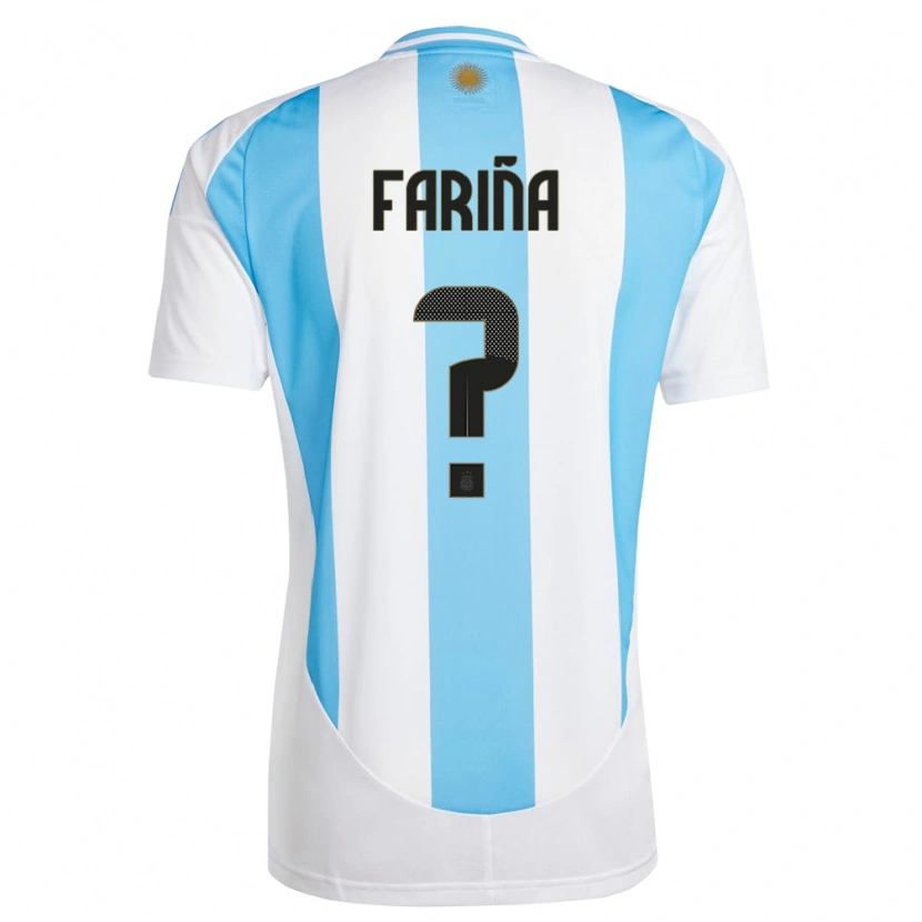 Danxen Femme Maillot Argentine Benjamín Fariña #0 Blanc Bleu Tenues Domicile 24-26 T-Shirt