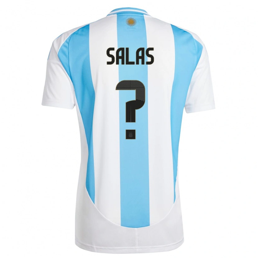Danxen Femme Maillot Argentine Joaquin Salas #0 Blanc Bleu Tenues Domicile 24-26 T-Shirt