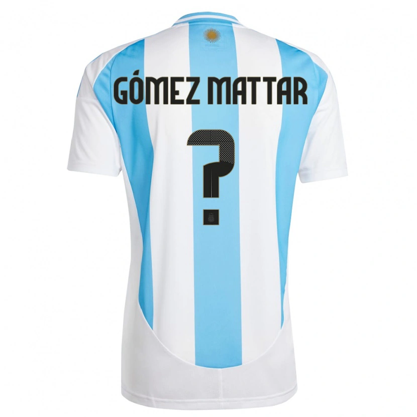 Danxen Femme Maillot Argentine Jerónimo Gómez Mattar #0 Blanc Bleu Tenues Domicile 24-26 T-Shirt