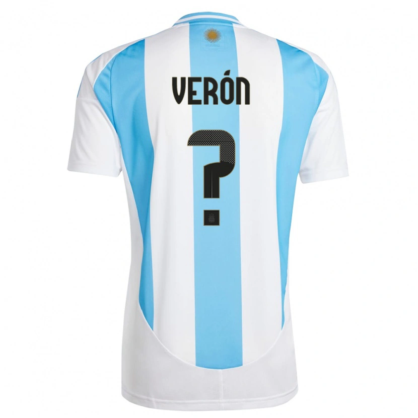 Danxen Femme Maillot Argentine Álex Verón #0 Blanc Bleu Tenues Domicile 24-26 T-Shirt