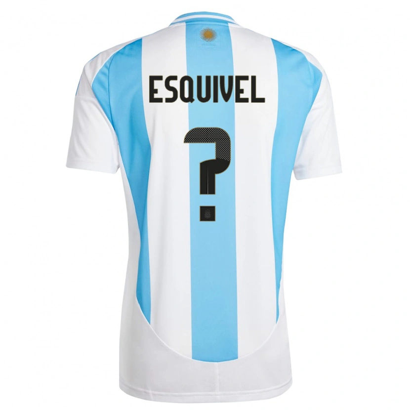 Danxen Femme Maillot Argentine Felipe Esquivel #0 Blanc Bleu Tenues Domicile 24-26 T-Shirt
