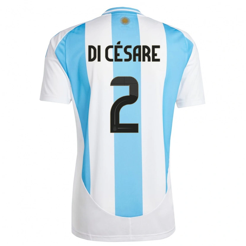 Danxen Femme Maillot Argentine Marco Di Césare #2 Blanc Bleu Tenues Domicile 24-26 T-Shirt