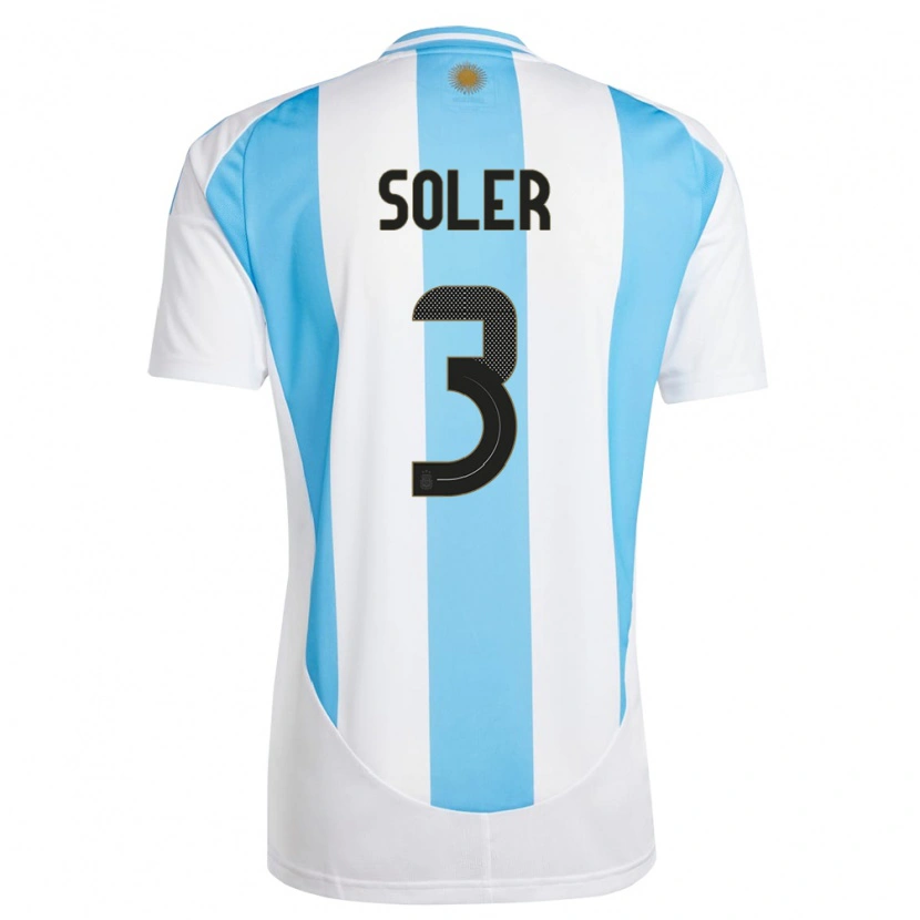 Danxen Femme Maillot Argentine Julio Soler #3 Blanc Bleu Tenues Domicile 24-26 T-Shirt