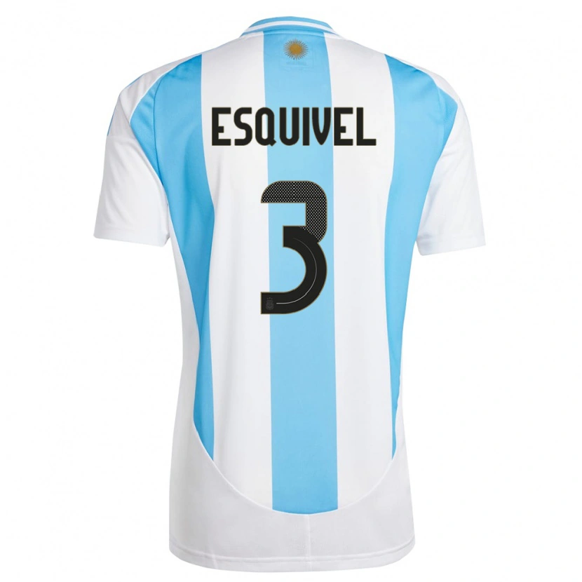 Danxen Femme Maillot Argentine Lucas Esquivel #3 Blanc Bleu Tenues Domicile 24-26 T-Shirt