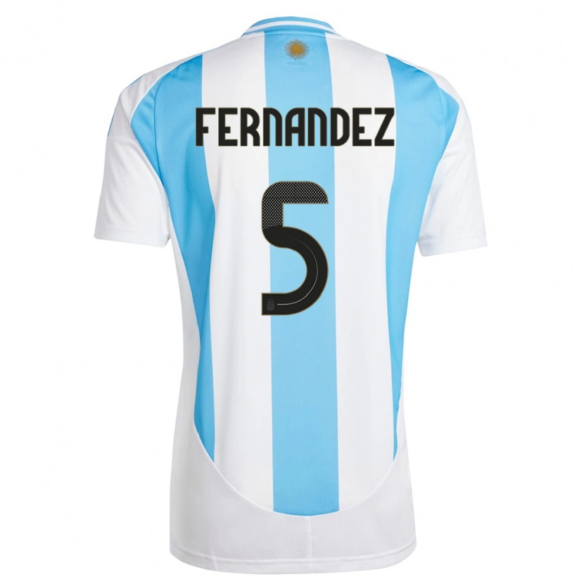 Danxen Femme Maillot Argentine Ezequiel Fernández #5 Blanc Bleu Tenues Domicile 24-26 T-Shirt