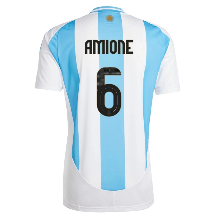 Danxen Femme Maillot Argentine Bruno Amione #6 Blanc Bleu Tenues Domicile 24-26 T-Shirt