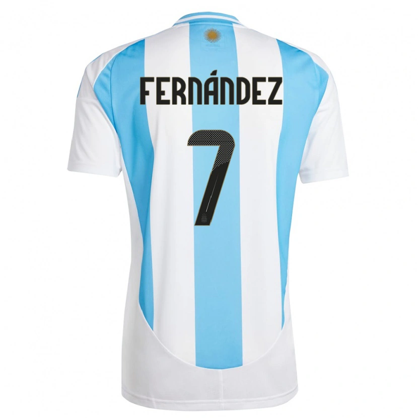 Danxen Femme Maillot Argentine Thiago Fernández #7 Blanc Bleu Tenues Domicile 24-26 T-Shirt
