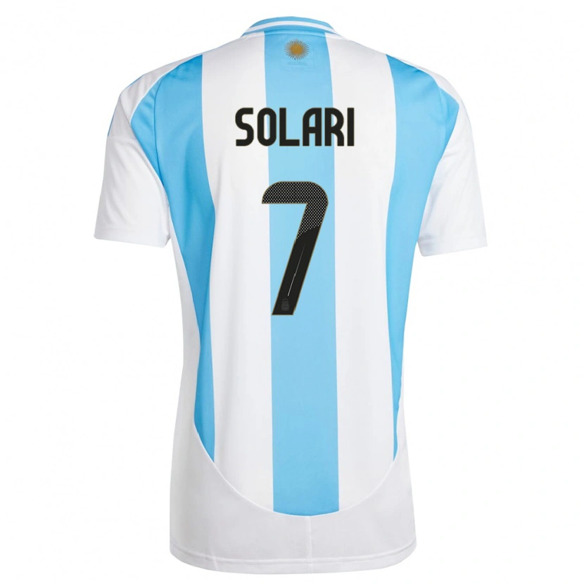 Danxen Femme Maillot Argentine Pablo Solari #7 Blanc Bleu Tenues Domicile 24-26 T-Shirt