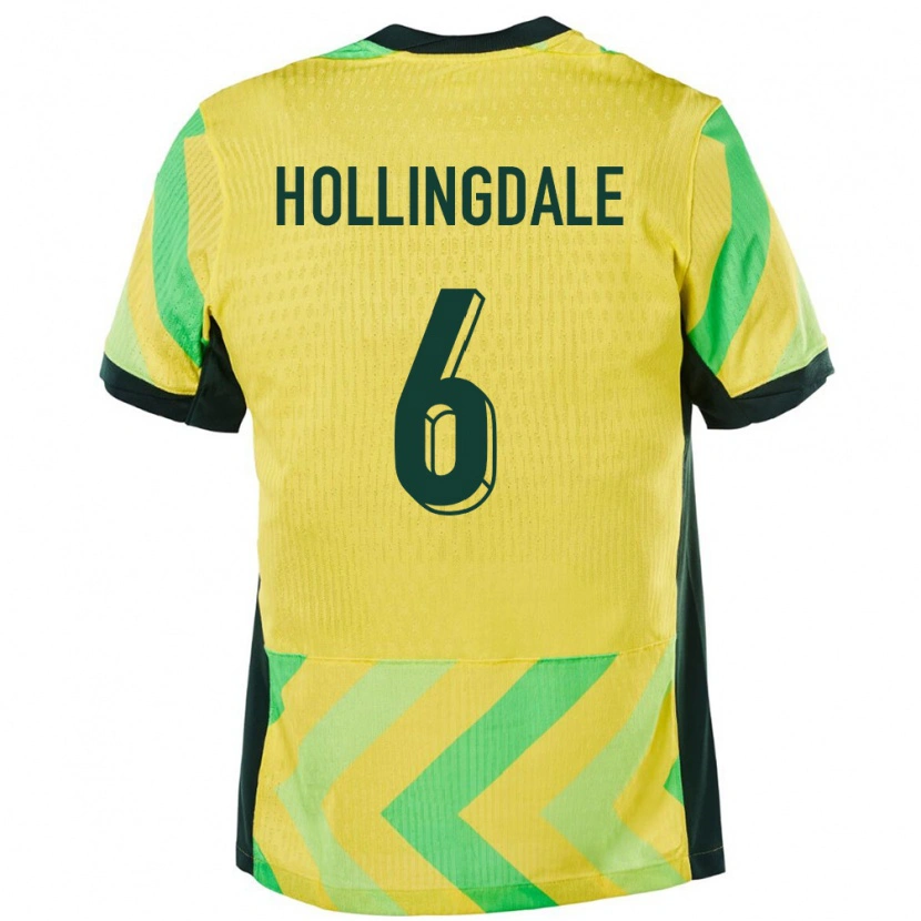 Danxen Femme Maillot Australie Ryley Hollingdale #6 Doré Tenues Domicile 24-26 T-Shirt
