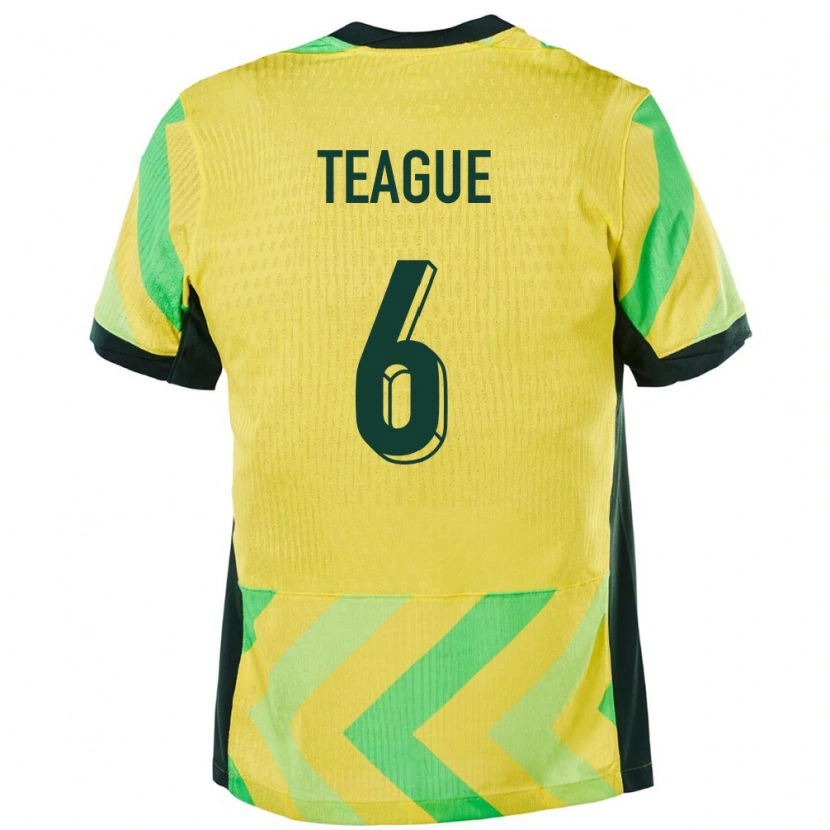 Danxen Femme Maillot Australie Ryan Teague #6 Doré Tenues Domicile 24-26 T-Shirt
