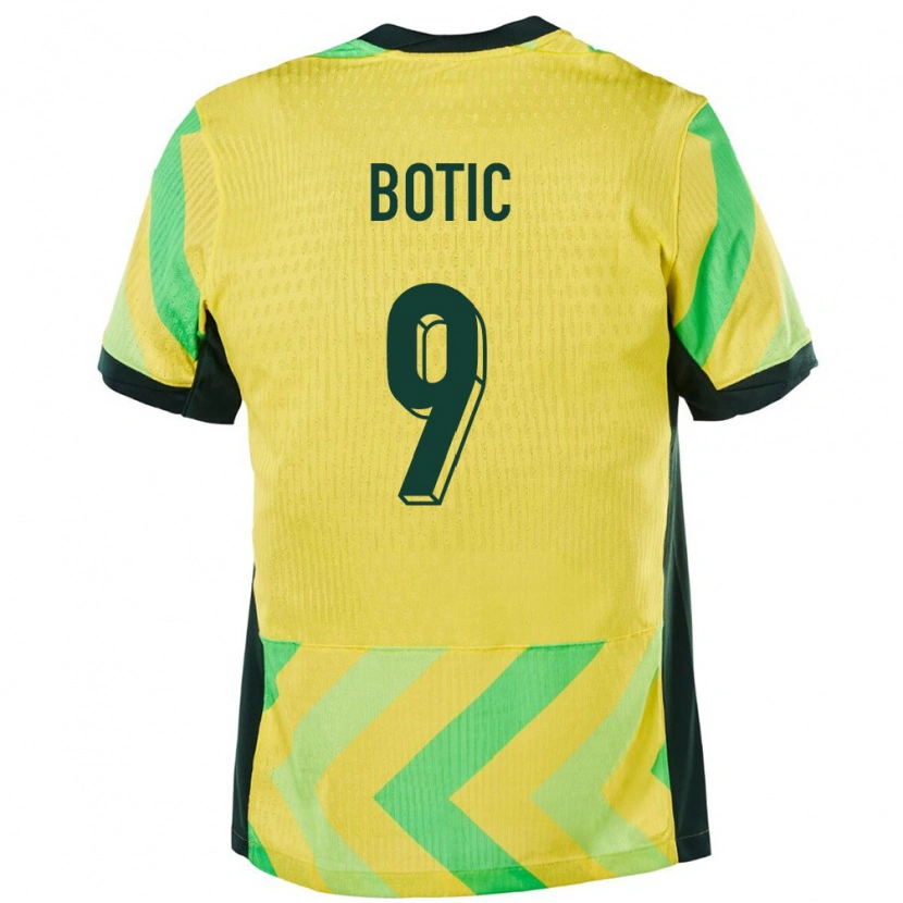 Danxen Femme Maillot Australie Noah Botic #9 Doré Tenues Domicile 24-26 T-Shirt