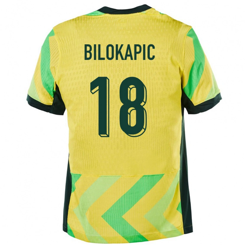 Danxen Femme Maillot Australie Nicholas Bilokapic #18 Doré Tenues Domicile 24-26 T-Shirt