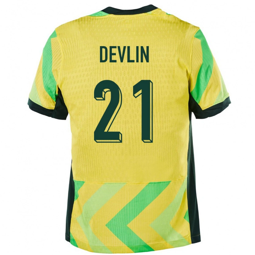 Danxen Femme Maillot Australie Cameron Devlin #21 Doré Tenues Domicile 24-26 T-Shirt