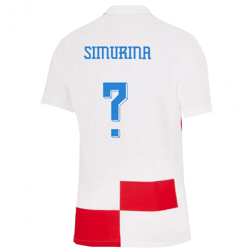 Danxen Femme Maillot Croatie Stipe Simurina #0 Blanc Rouge Tenues Domicile 24-26 T-Shirt