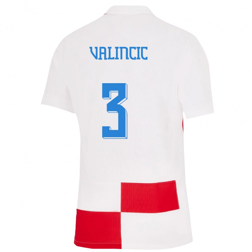Danxen Femme Maillot Croatie Moris Valincic #3 Blanc Rouge Tenues Domicile 24-26 T-Shirt