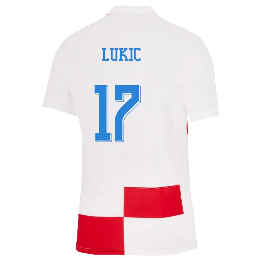 Danxen Femme Maillot Croatie Oliver Lukic #17 Blanc Rouge Tenues Domicile 24-26 T-Shirt