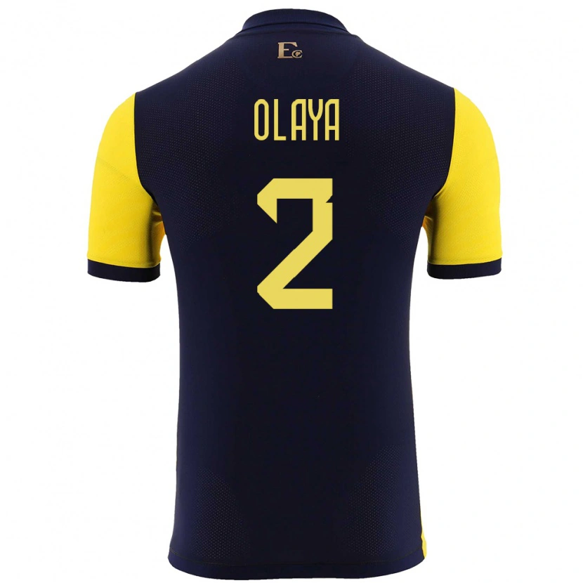 Danxen Femme Maillot Équateur Virgilio Olaya #2 Jaune Tenues Domicile 24-26 T-Shirt