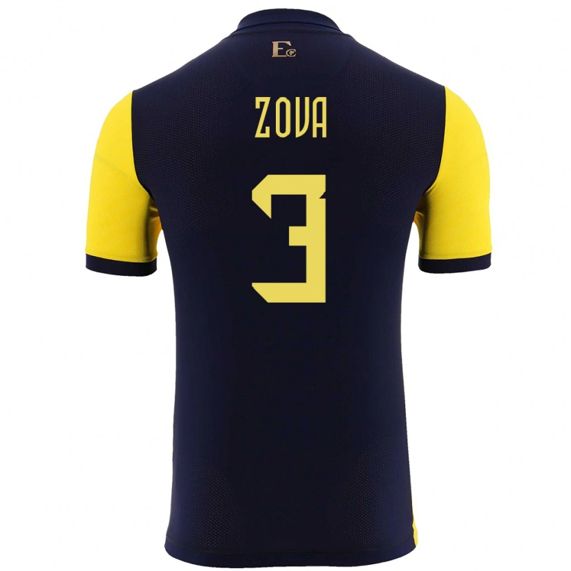 Danxen Femme Maillot Équateur Alex Zova #3 Jaune Tenues Domicile 24-26 T-Shirt
