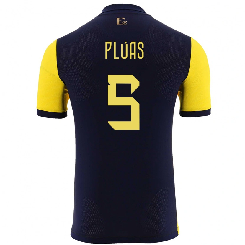 Danxen Femme Maillot Équateur Erick Plúas #5 Jaune Tenues Domicile 24-26 T-Shirt