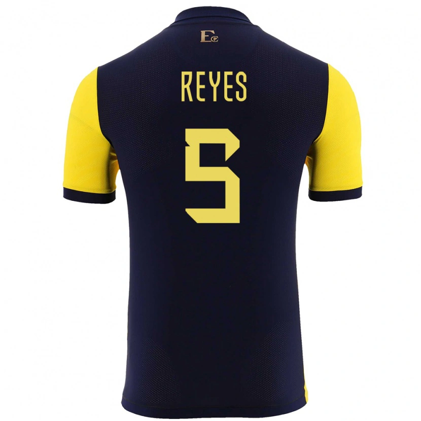 Danxen Femme Maillot Équateur Jairo Reyes #5 Jaune Tenues Domicile 24-26 T-Shirt