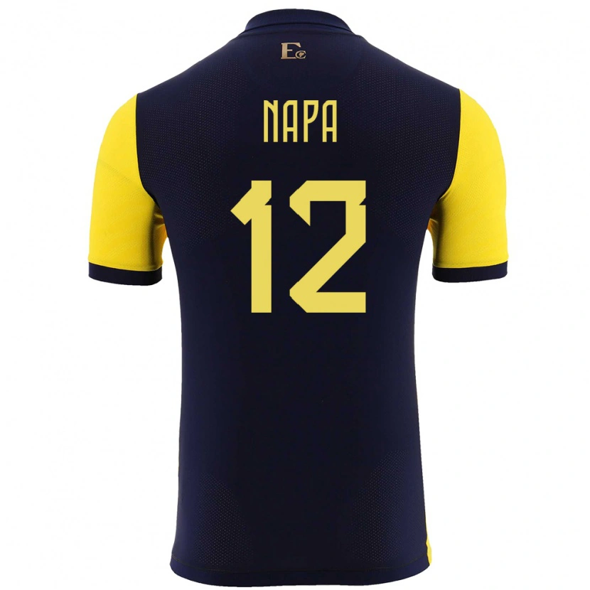 Danxen Femme Maillot Équateur Gilmar Napa #12 Jaune Tenues Domicile 24-26 T-Shirt