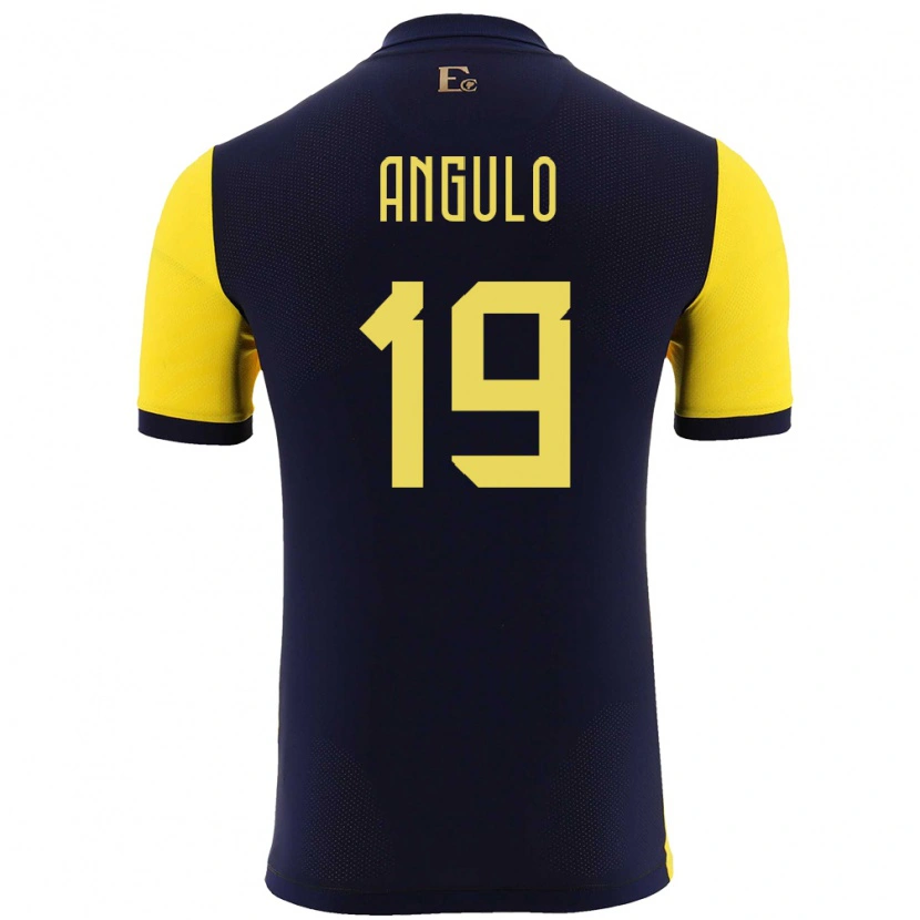 Danxen Femme Maillot Équateur Juan Angulo #19 Jaune Tenues Domicile 24-26 T-Shirt
