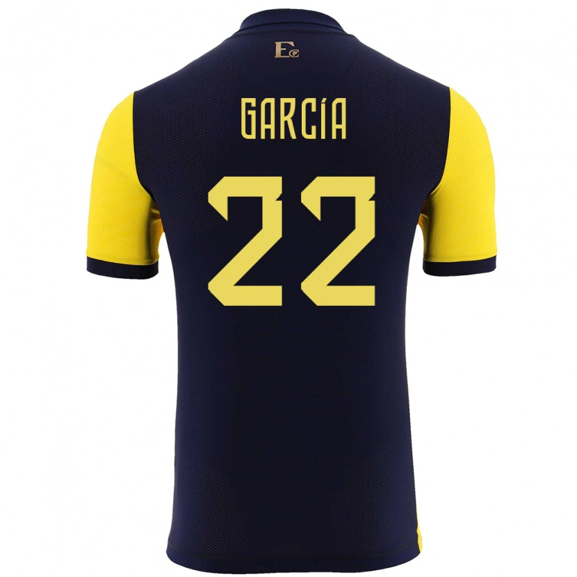 Danxen Femme Maillot Équateur Jostin García #22 Jaune Tenues Domicile 24-26 T-Shirt