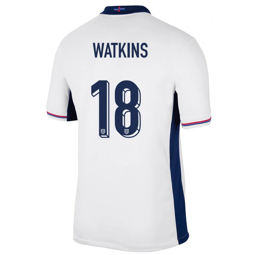 Danxen Femme Maillot Angleterre Ollie Watkins #18 Blanc Tenues Domicile 24-26 T-Shirt