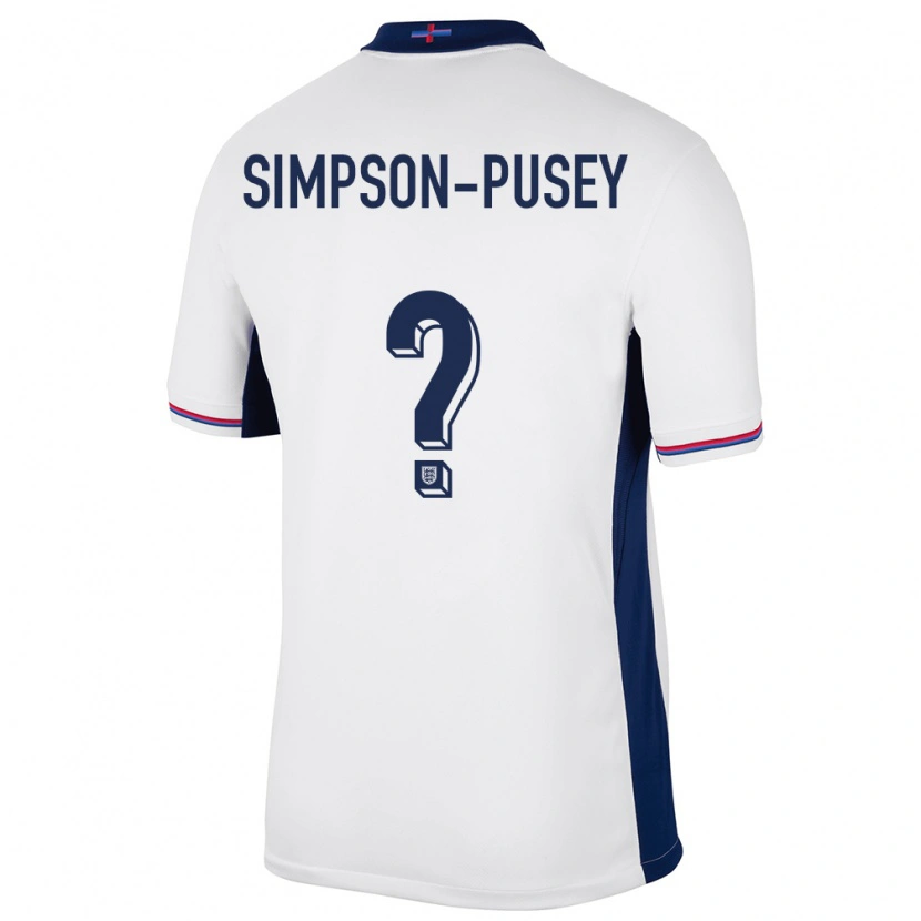 Danxen Femme Maillot Angleterre Jahmai Simpson-Pusey #0 Blanc Tenues Domicile 24-26 T-Shirt