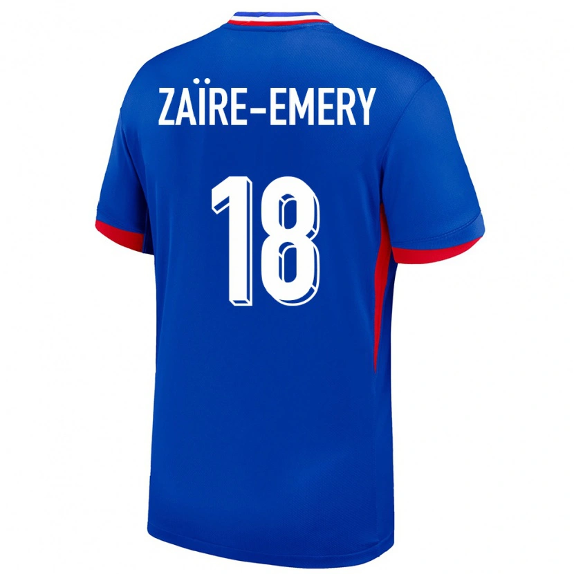 Danxen Femme Maillot France Warren Zaïre-Emery #18 Bleu Tenues Domicile 24-26 T-Shirt