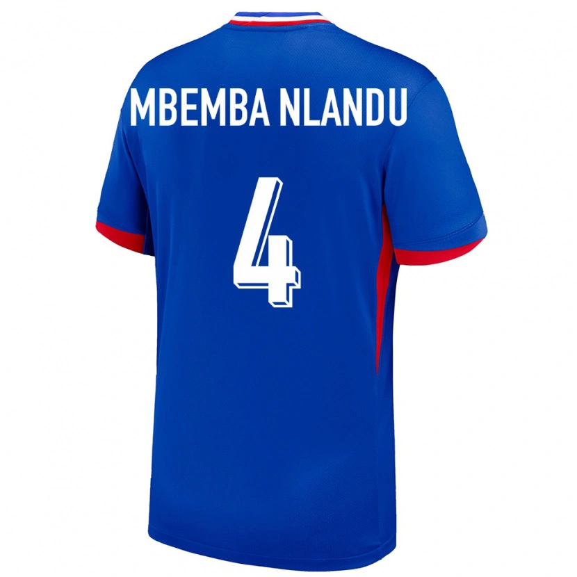 Danxen Femme Maillot France Emmanuel Mbemba Nlandu #4 Bleu Tenues Domicile 24-26 T-Shirt